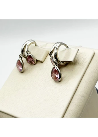 Серьги-кольца серебряные с кубическим цирконием 4,4 г No Brand (369737046)