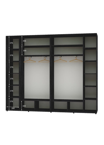 Шафа-купе тридверна 300*45*230 Бетон темний 2 Дзеркала з піскострумним малюнком/Дзеркало Люкс-149 Алекса (360442663)