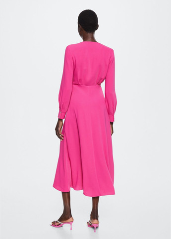 Рожева вечірня, ділова сукня міді Mango однотонна