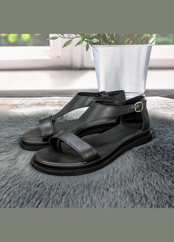 Черные босоножки женские кожаные SALI с ремешком