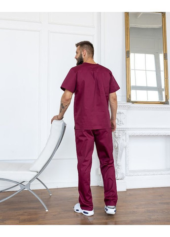 Бордовий демісезонний костюм медичний чоловічий леон бавовна короткий рукав 46, зелений No Brand