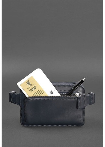 Кожаная поясная сумка Dropbag Mini темно-синяя BlankNote (348359361)