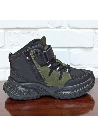 Хаки спортивные, повседневные, кэжуал осенние утепленные демисезонные ботинки, демисезонные хайтопы, утепленные хайтопы на флисе для мальчика клиби Clibee