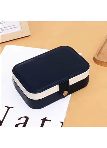 Шикарна портативна багатосекційна скринька-органайзер для ювелірних прикрас і біжутерії, синя з білою окантовкою No Brand (305570378)