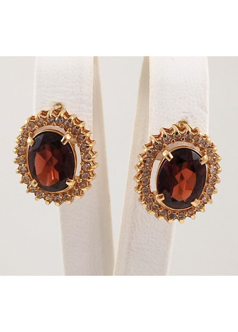 Золотые серьги с гранатом 2172 No Brand Сережки (370161683)