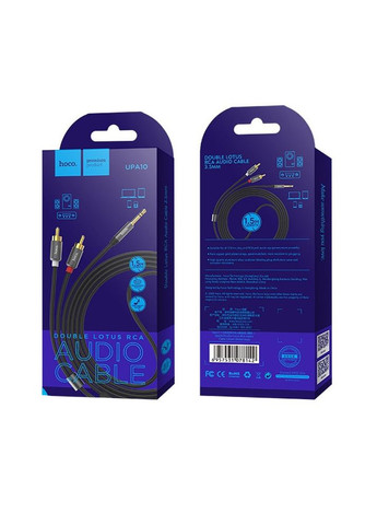 Кабель UPA10 double lotus rca audio cable 3.5mm Metal Grey Hoco (297457670)