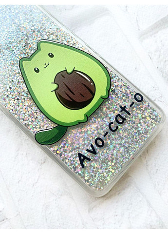 Чехол с плавающими блестками на Xiaomi Redmi Note 10 Pro/10 Pro Max Котик Авокадо (принт 306) CASE CONTROL (360660003)