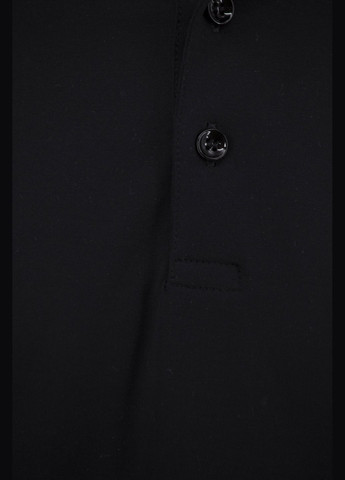 Чорна чоловіче літнє поло з коротким рукавом, однотонне з ґудзиками (, ), 32279 Buke