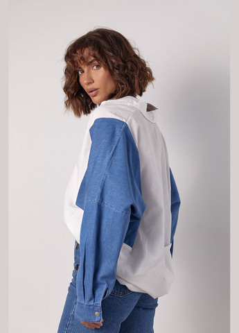 ЖІНОЧА КОМБІНОВАНА СОРОЧКА В СТИЛІ ОВЕРСАЙЗ Liton (299248005)