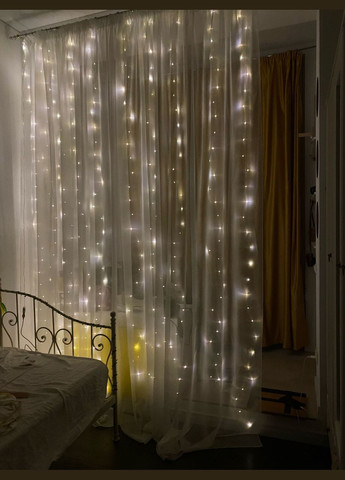 Світлодіодна Гірлянда штора 3*3 м 8 режимів роботи колір тепло-жовтий No Brand (313859914)