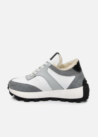 Женские зимние белые кожаные кроссовки с тёмно-серыми замшевыми вставками (отшив 3 дня) Paradize белые зима (367959955)