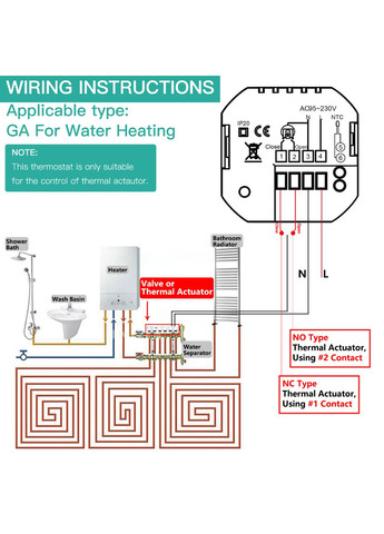 Розумний програмований сенсорний термостат Moes BHT-002-GA (3A) для водяних систем опалення з WIFI керуванням No Brand (300577739)