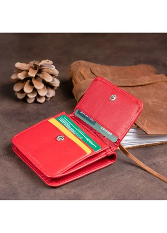 Маленький гаманець на кнопці жіночий Червоний 9,5х9х1 см st leather (391295340)