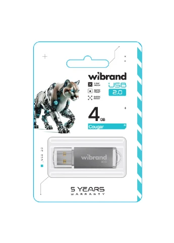 Флеш-накопитель USB 2.0 4Gb Silver Wibrand Cougar (376540779)