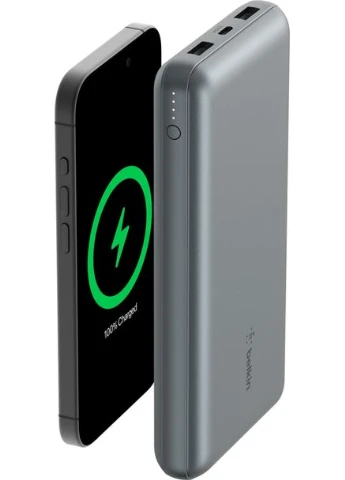 Power Bank 20000мА·год, 15Вт, 2хUSB-A/USB-C, cірий (BPB012BTGY) Belkin (360409652)