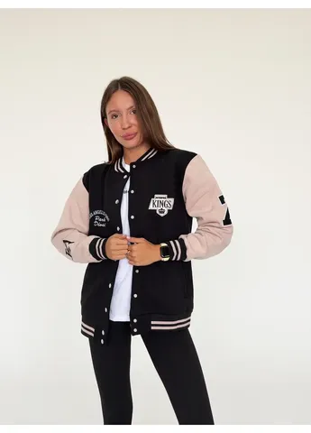 Жіноче бомбер на флісі Бузковий Бузковий S (2613) Pink Daisy бейсбольний на кнопках (407786931)