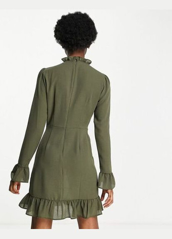 Оливковое (хаки) коктейльное платье Asos однотонное