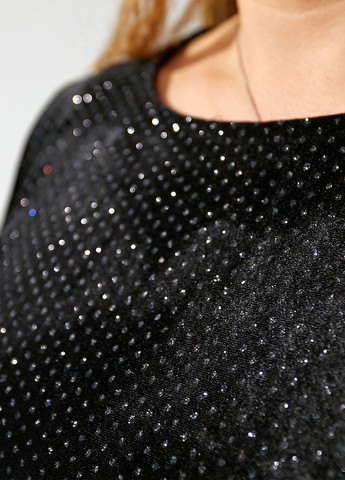 Черное праздничный, коктейльное, вечернее велюровое платье с блестками а-силуэт No Brand однотонное