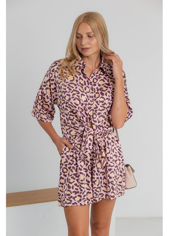 Жіночий костюм шовковий літній з сорочкою та шортами 24.2304 One size Бежевий AKSAN (311712871)