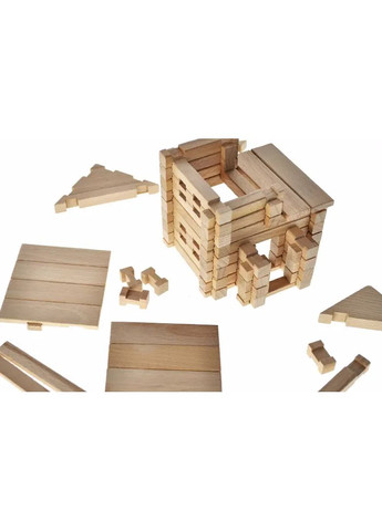 Дерев'яний конструктор Будиночок з гаражем пазловий QB700-004 від 5 років в асортименті qbee Дер8523 (370653730)