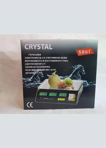 Торгові ваги настільні з акумулятором, легкі та практичні, 50кг з калькулятором Crystal 50 kg (303724668)