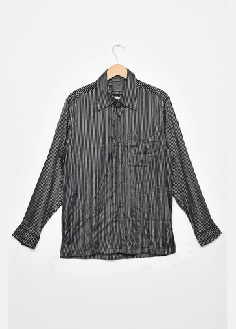 Сорочка чоловіча батальна чорного кольору в смужку Let's Shop (293765099)