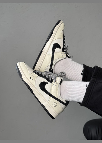 Бежевые демисезонные кроссовки мужские и женские nike sb dunk beige black | найк сб данк низкие бежевые черные No Brand