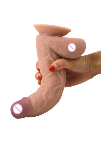 Великий реалістичний фалоімітатор на присоску 25*5 см із кібер шкіри No Brand (340914279)