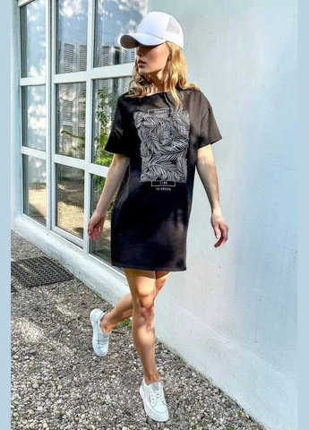 Черное повседневный, кэжуал платье платье-футболка Seventeen с рисунком