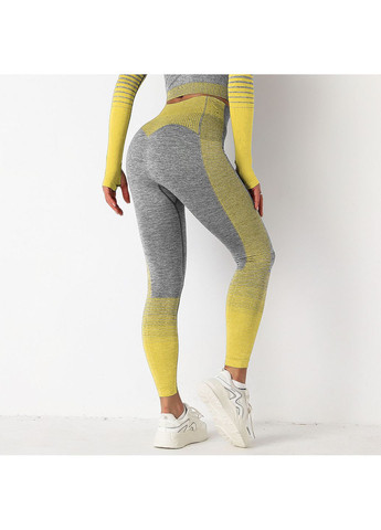 Легінси жіночі спортивні 9652 L сірі з жовтим Fashion (294067258)