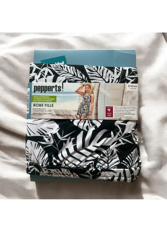 Чёрно-белое летнее платье для девочки 134-140 см хлопковое Pepperts (389384948)