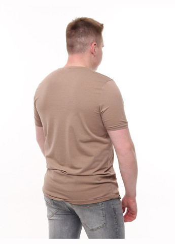 Коричневая футболка мужская коричневая однотонная прямая с коротким рукавом Jean Piere Пряма