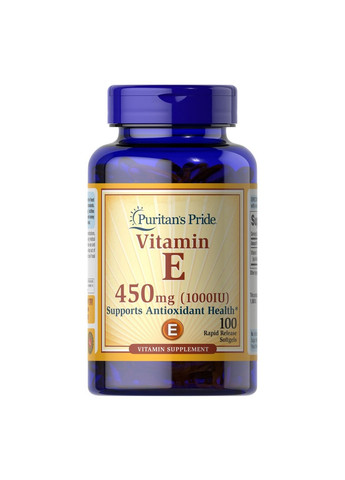 Вітаміни та мінерали Vitamin E 1000 IU (450 mg), 100 капсул Puritans Pride (293482795)