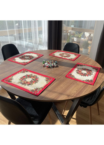 Серветка-підкладка під тарілку з іспанського гобелену Різдвяна червона набір з 2 серветок. Maystat (369505145)