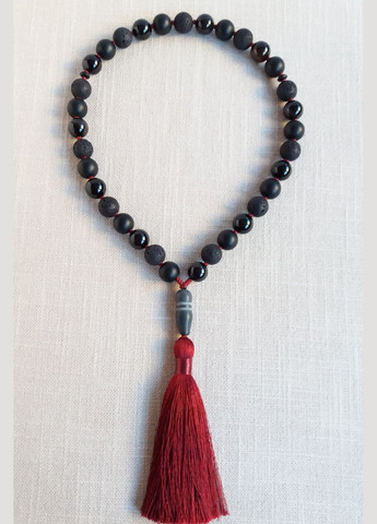 Четки Агат Оникс Лава 33 бусины с узлами d 12мм No Brand (331293523)