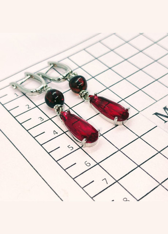 Сережки 3173 з натурального бурштину відтінок бордовий MINOV (316470509)