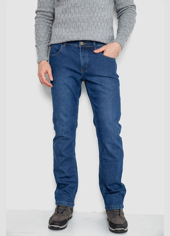 Синие демисезонные прямые джинсы мужские на флисе синие с потертостями размер 29 (sku_254r2402) Ager