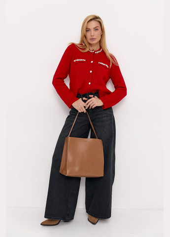 Алый демисезонный кардиган No Brand