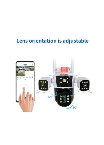 Уличная IP WiFi PTZ камера 12MP с тремя объективами, поворотная, видеонаблюдение для дома и офиса No Brand (391477137)