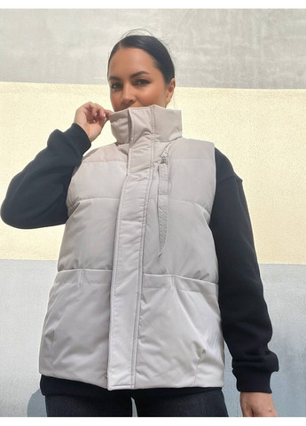 Жилет женский JOY ONE 86336 удлиненный карман молния лента воротник стойка без капюшона No Brand (304291691)