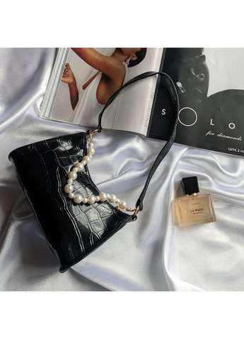 Сумка женская плетеная из экокожи черного цвета на плече No Brand (362588218)