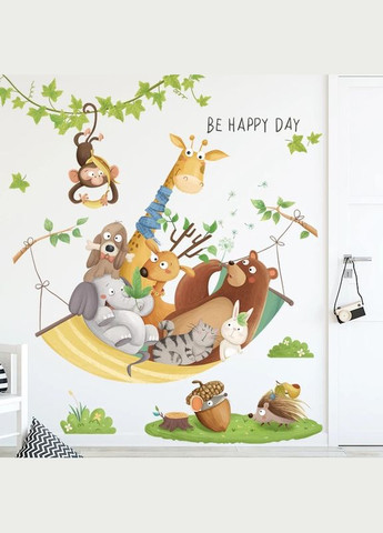 Виниловая наклейка Звери на отдыхе Be Happy Day (лист 60 х 90 см) Б35 No Brand (334884592)