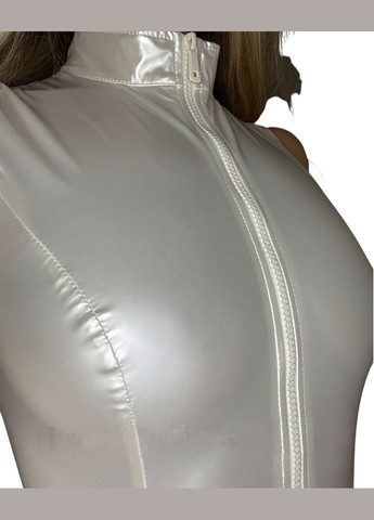 Лакований комбідрес білий “Зухвала Стелла” M, блискавка на все тіло D&A (369946221)