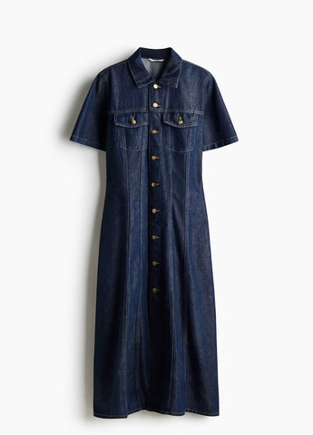 Темно-синее джинсовое платье H&M однотонное