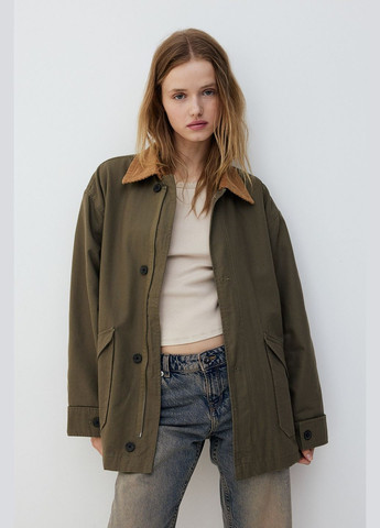 Зеленая демисезонная куртка свободного кроя весенне-осенняя H&M