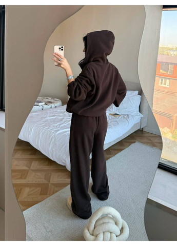 Шоколадный костюм двойка из турецкого полар флиса No Brand р 4942 395-1 (367602323)