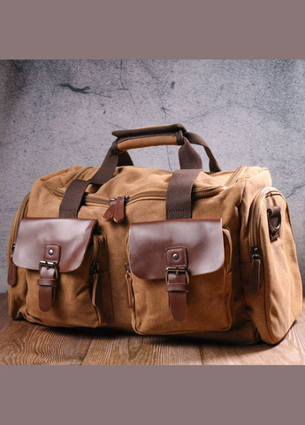 Зручна дорожня сумка із щільного текстилю 21239 Коричнева Vintage (297129743)