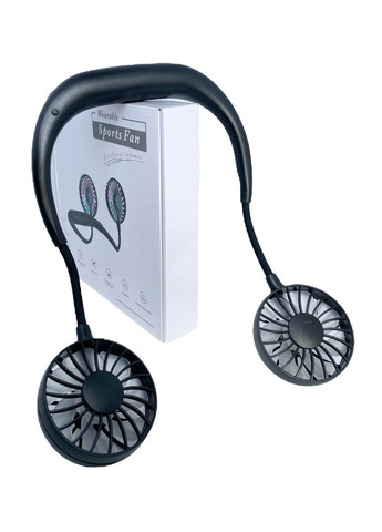 Вентилятор на аккумуляторе двойной на шею портативный зарядка от USВ ЮСБ черный Sports Necklace Fan No Brand (335821226)