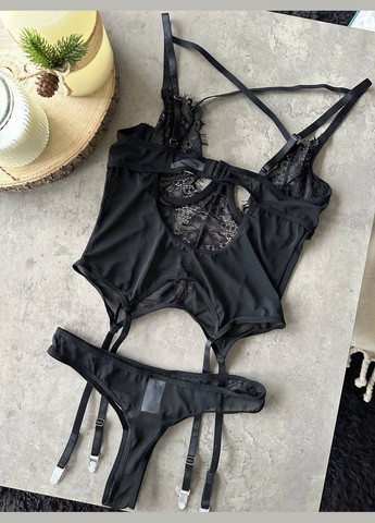 Чорний комплект еротичної нижньої білизни Domino