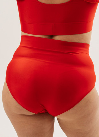 Красные купальные высокие трусики плавки однотонные Ods